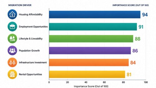 This graph highlights the primary factors influencing where Australians are moving during 2026.