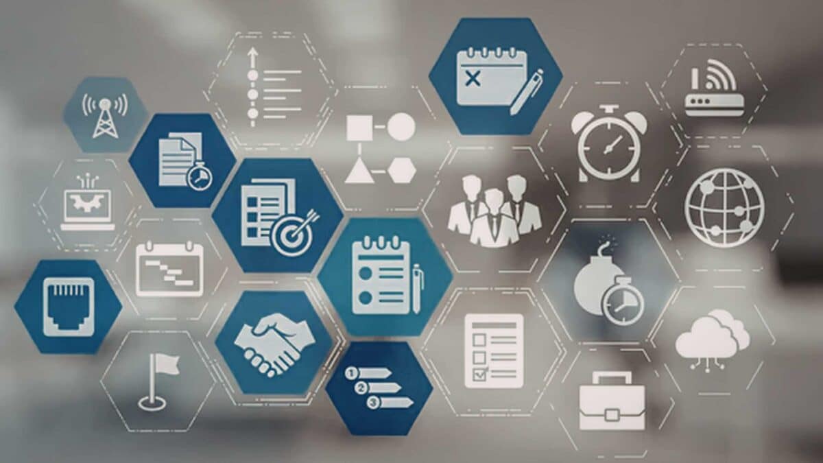 Digital property investment concept featuring icons for housing, infrastructure, finance, population, and market analysis, representing the key factors used to identify a strategic investment property in Australia.