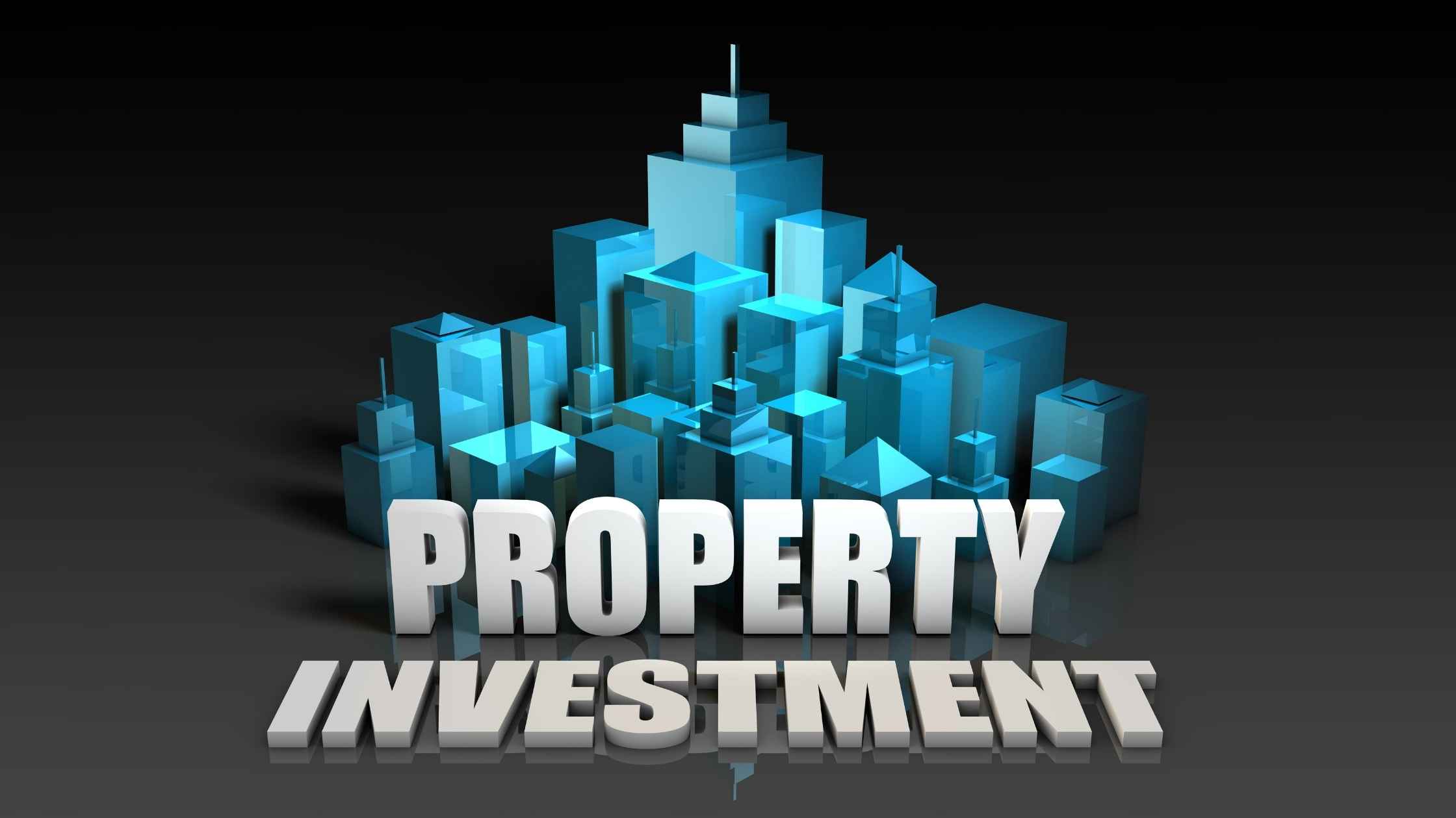 3D blue cityscape with “PROPERTY INVESTMENT” text representing the Australian property investment market.